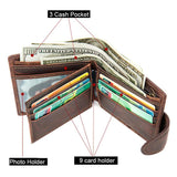 Crazy Horse Cowhide Leather Men Wallet Vintage Hasp Style