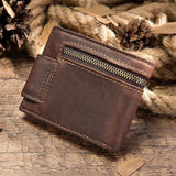 Crazy Horse Cowhide Leather Men Wallet Vintage Hasp Style