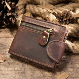 Crazy Horse Cowhide Leather Men Wallet Vintage Hasp Style