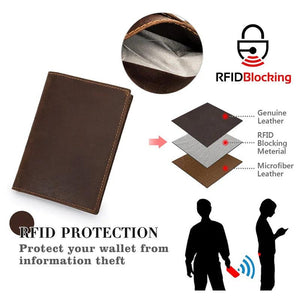 Vintage Leather Passport Holder Wallet with Pen Slot