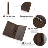 Vintage Leather Passport Holder Wallet with Pen Slot