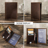 Vintage Leather Passport Holder Wallet with Pen Slot