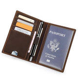 Vintage Leather Passport Holder Wallet with Pen Slot