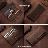 Men's Bifold Wallet Long Minimalist Leather Wallet