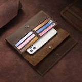 Men's Bifold Wallet Long Minimalist Leather Wallet