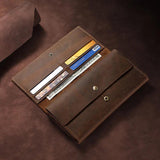 Men's Bifold Wallet Long Minimalist Leather Wallet