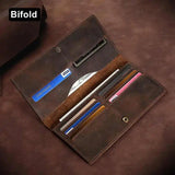 Men's Bifold Wallet Long Minimalist Leather Wallet
