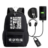 Tokyo Ghoul USB Backpack Bag School BookBag With Lock