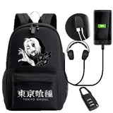 Tokyo Ghoul USB Backpack Bag School BookBag With Lock