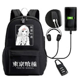 Tokyo Ghoul USB Backpack Bag School BookBag With Lock