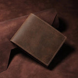 Slim Crazy Horse Leather Wallet with RFID Blocking