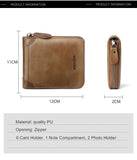 Men's Retro Small Bag Short Moneybag Business Purse Thin Zipper Billfold