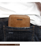 Men's Retro Small Bag Short Moneybag Business Purse Thin Zipper Billfold