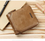 Men's Retro Small Bag Short Moneybag Business Purse Thin Zipper Billfold