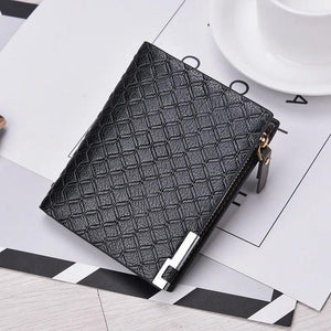 Men's Short Wallet PU Big Zippers Pocket Vintage Man Purse