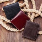 Vintage Short Men's Leather Wallet with Zipper Pouch