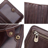 Vintage Short Men's Leather Wallet with Zipper Pouch