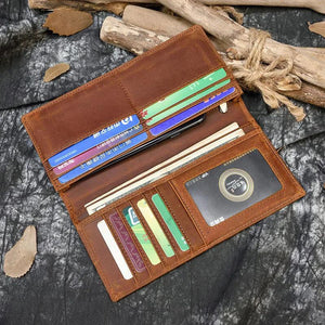 Long Cowhide Wallet Cow Leather Birthday Gift For Man
