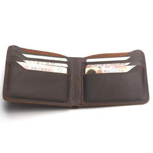 Crazy Horse Leather Men Wallets Vintage Top Thin Cowboy Wallet