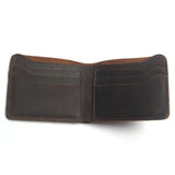 Crazy Horse Leather Men Wallets Vintage Top Thin Cowboy Wallet