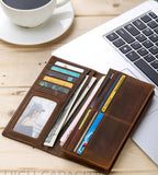 Vintage Crocodile Leather Wallet Brown Bifold Chain Snap Phone Pocket Long Purse