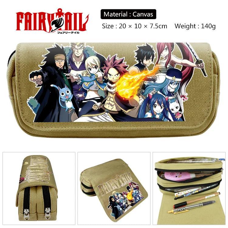 Anime Fairy Tail Print Canvas Pencil Case Box for Kids