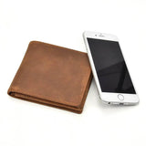 Men's Leather Small Purse Slim Wallet Christmas Gift For BF Father