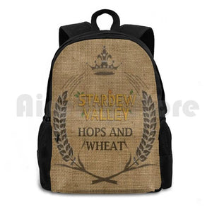 Hops & Wheat Crop Vintage Burlap Sack Outdoor Hiking Backpack