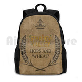 Hops & Wheat Crop Vintage Burlap Sack Outdoor Hiking Backpack