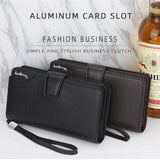 Men's Tri-Fold Wallet Zipper Clutch Phone Bag