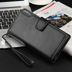 Men's Tri-Fold Wallet Zipper Clutch Phone Bag