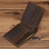Men's Vintage Cowhide Leather Wallet Purse 8029