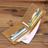 Men's Vintage Cowhide Leather Wallet Purse 8029