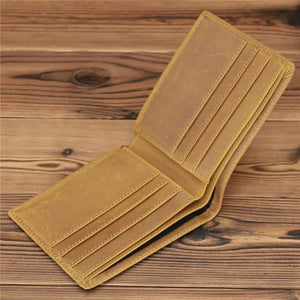 Men's Vintage Cowhide Leather Wallet Purse 8029