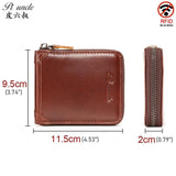 RFID Leather Men's Mini Wallet Short Man Coins Pocket Top Male Money Bags