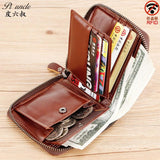 RFID Leather Men's Mini Wallet Short Man Coins Pocket Top Male Money Bags