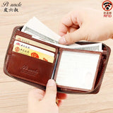 RFID Leather Men's Mini Wallet Short Man Coins Pocket Top Male Money Bags