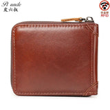 RFID Leather Men's Mini Wallet Short Man Coins Pocket Top Male Money Bags