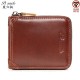 RFID Leather Men's Mini Wallet Short Man Coins Pocket Top Male Money Bags