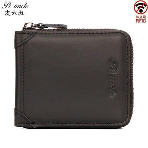 RFID Leather Men's Mini Wallet Short Man Coins Pocket Top Male Money Bags