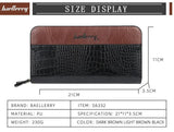 Crocodile Pattern Clutch Wallet PU Leather Zipper Business Purses