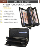 Crocodile Pattern Clutch Wallet PU Leather Zipper Business Purses