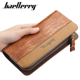 Crocodile Pattern Clutch Wallet PU Leather Zipper Business Purses