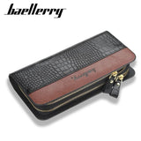 Crocodile Pattern Clutch Wallet PU Leather Zipper Business Purses
