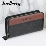 Crocodile Pattern Clutch Wallet PU Leather Zipper Business Purses