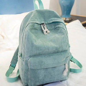 Preppy Style Corduroy School Backpack for Girls