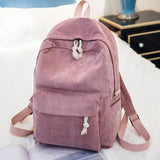 Preppy Style Corduroy School Backpack for Girls
