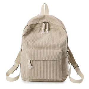 Preppy Style Corduroy School Backpack for Girls