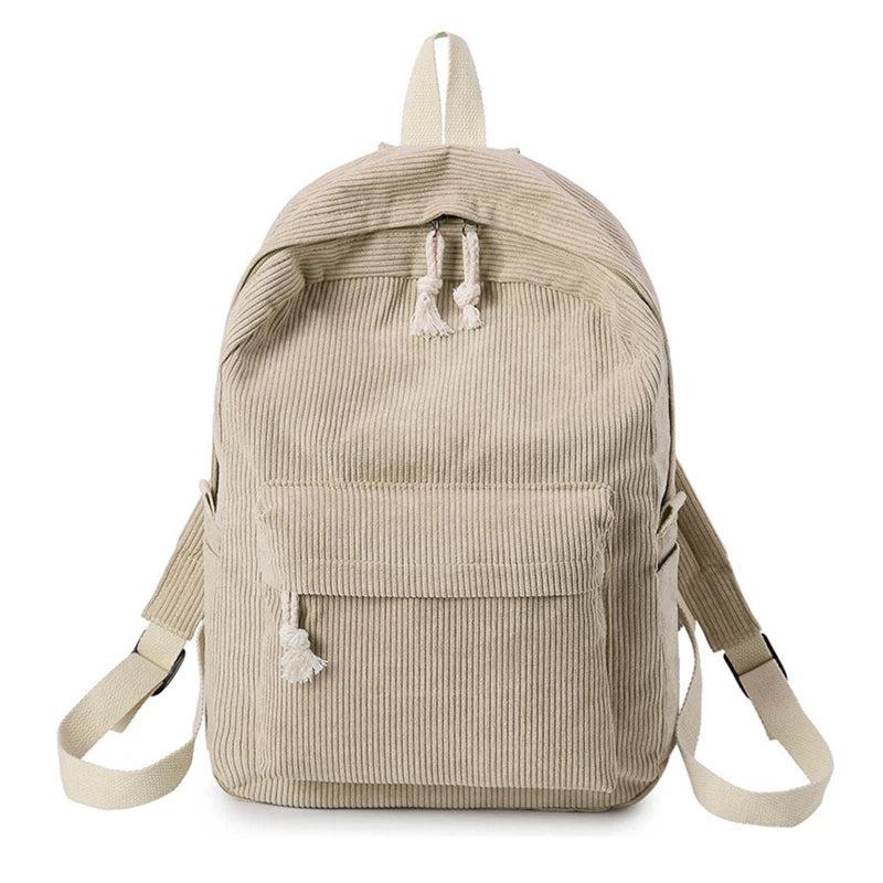 Preppy Style Corduroy School Backpack for Girls