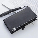 Men's Leather Long Wallet Bifold Purses Zipper Male Wallet